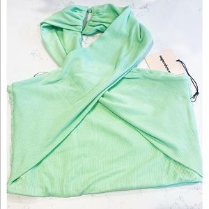 Green Wrap Top, Crop Top, Halter Top